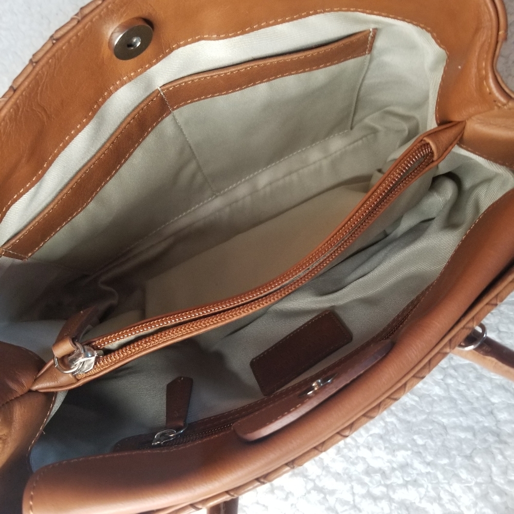 CLOSEOUT SALE Vera Pelle Vintage Woven Satchel Genuine Leather Tote Bag New Rare - Picture 10 of 16